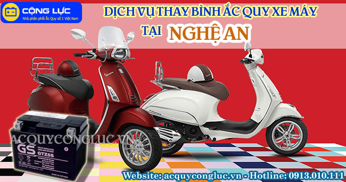 dịch vụ thay bình ắc quy xe máy tại nghệ an