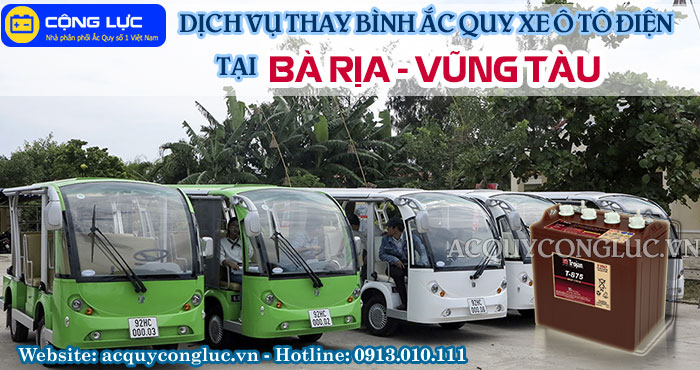 dịch vụ thay bình ắc quy xe ô tô điện tại bà rịa - vùng tàu