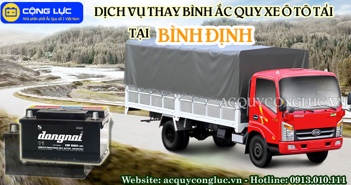 dịch vụ thay bình ắc quy xe ô tô tải tại bình định